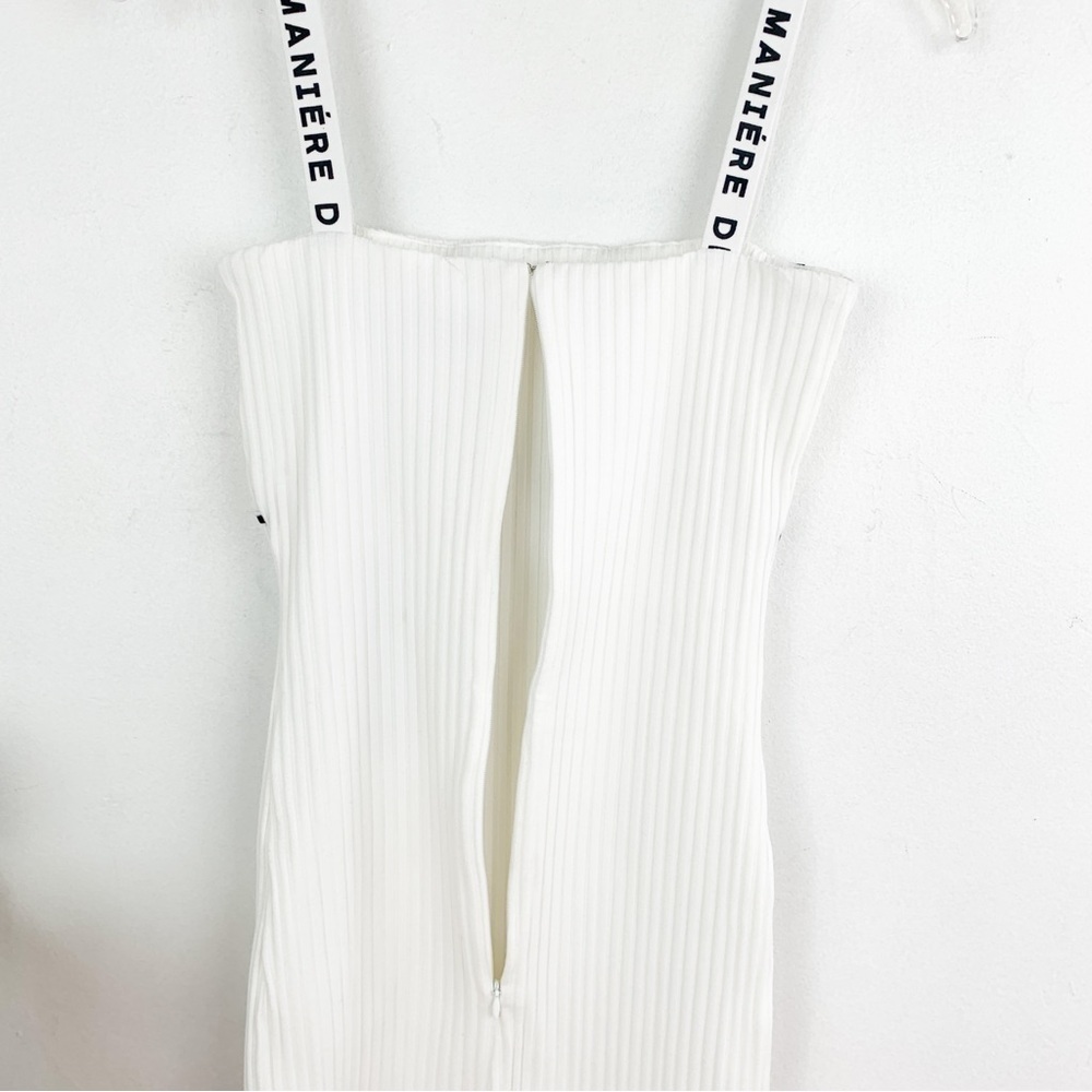 NWT Maniere De Voir White Contrast Stitch Bodycon Mini Dress Sz 10 - Picture 6 of 10